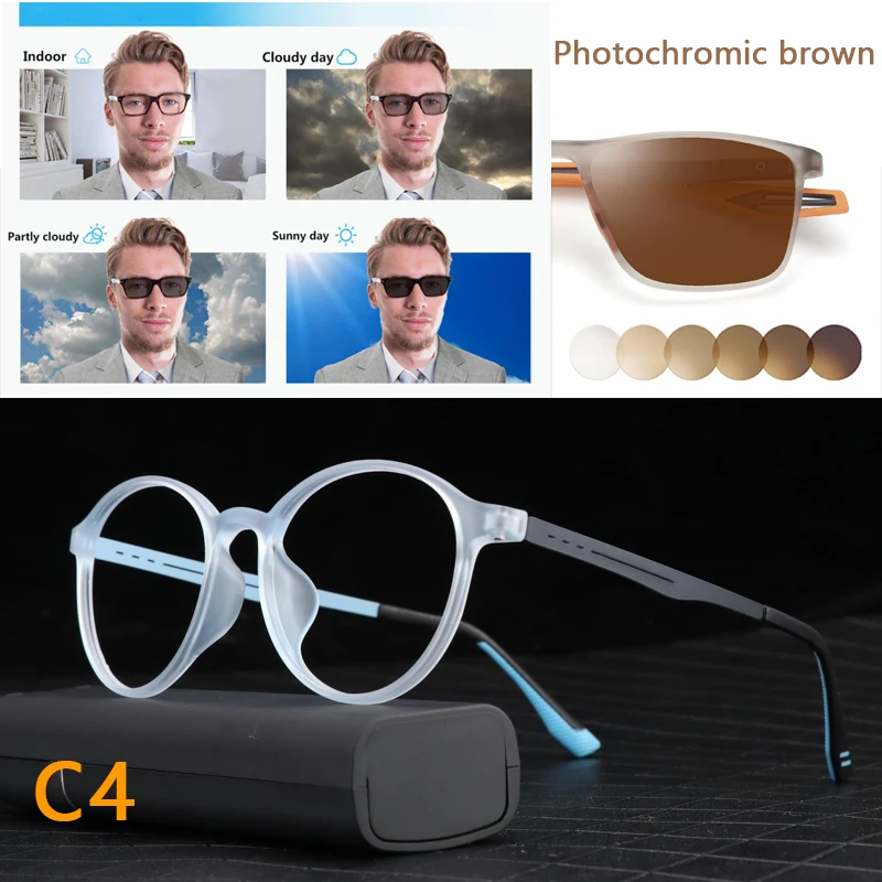 KJDCHD Ultralight Photochromic Titanium Myopia Glasses 9