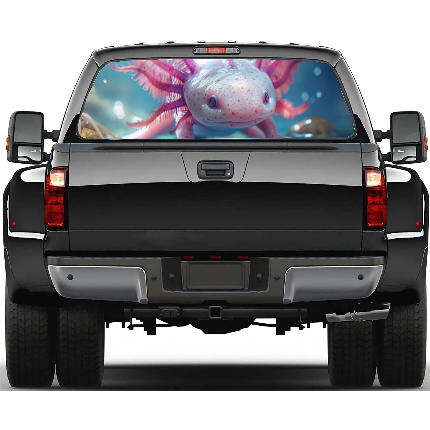 

Cute Whimsical Axolotl Car Rear Window Decal Fit Pickup,Truck,Car Universal See Through Perforated Back Window Vinyl Sticker