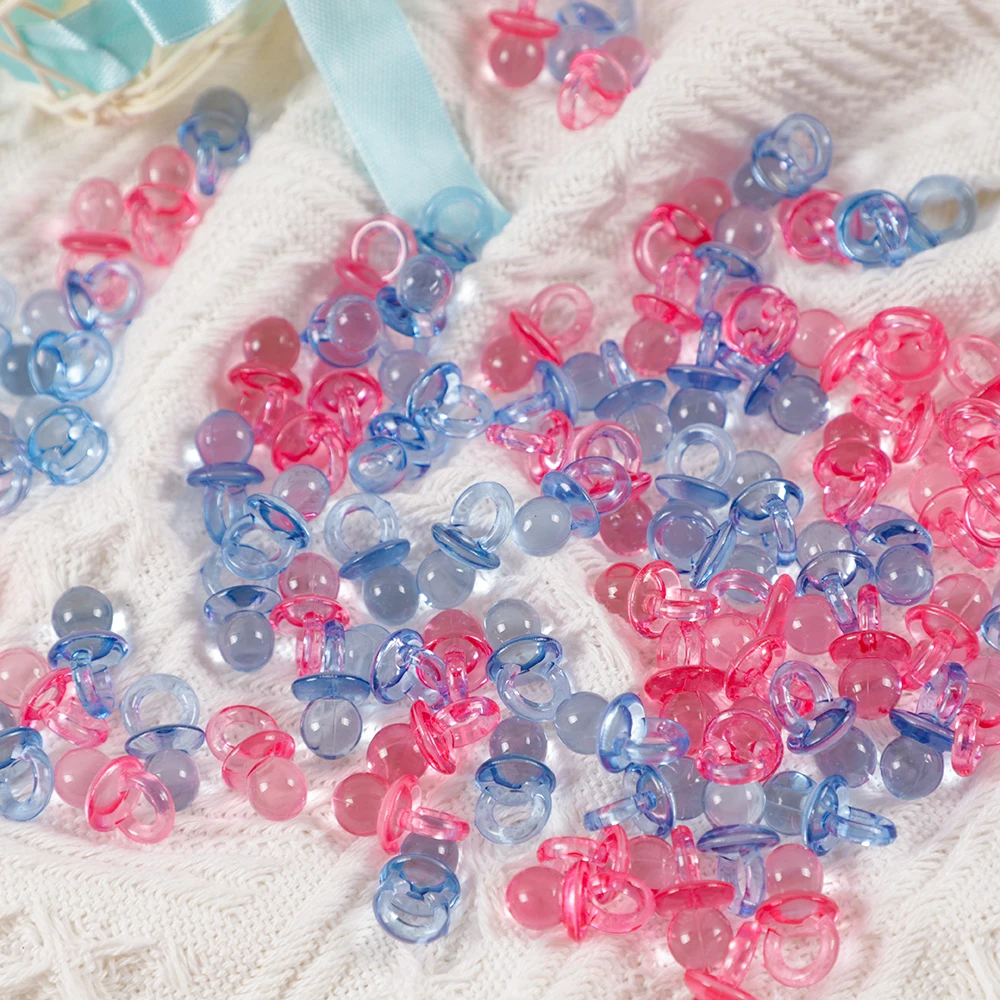 100Pcs Acrylic Feeder Nipple Table Scatter Mini Pacifiers Baby Shower Party Favors Gender Reveal Boys Girls Birthday Decoration