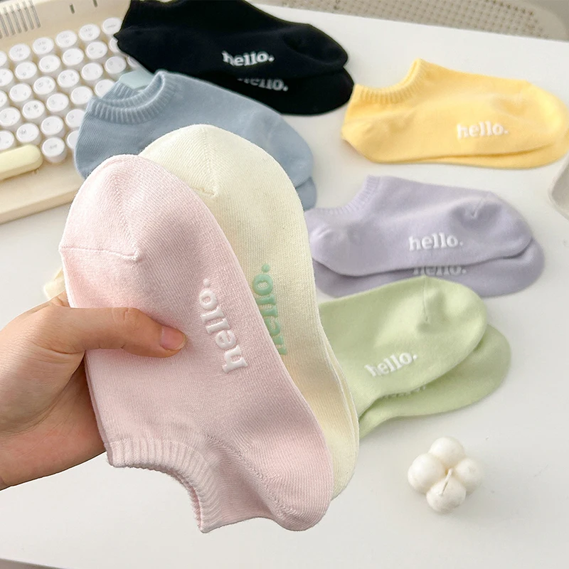 3 Pairs/set Summer Women Solid Low Cut Socks New Non-slip Silicone Invisible Boat Socks Ankle Sock Harajuku Female Cotton Socks