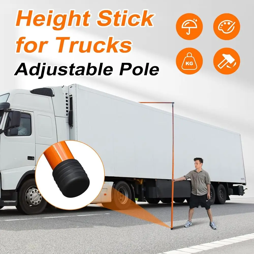 Fiberglass Truck Height Stick for 15FT Load Measurement with Adjustable Pole, Ideal for Car Haulers and Height Measuring Needs