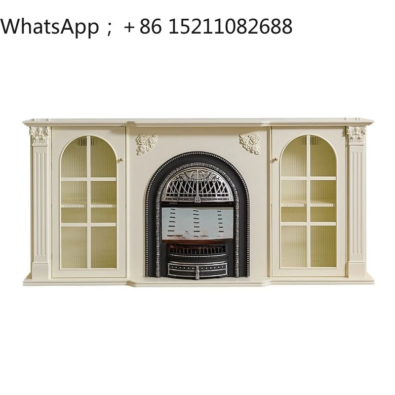 LLY all-solid wood birdcage simulation carved retro fireplace TV cabinet villa living room decoration wall cabinet