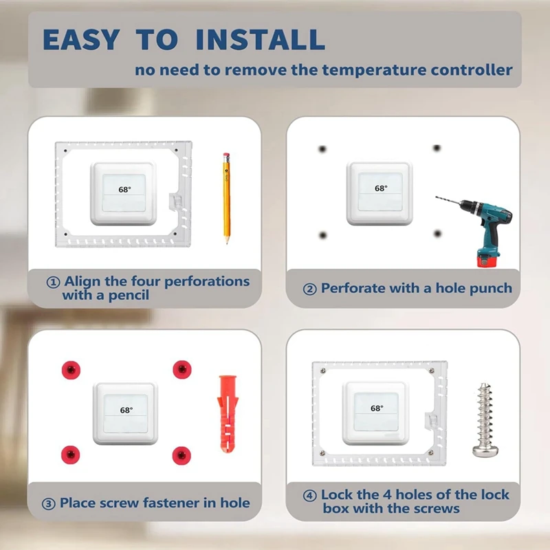 Large Thermostat Lock Box Cover with Key for , Clear Thermostat Cover Fits Thermostats 5H X 6inch W or Smaller-A27I