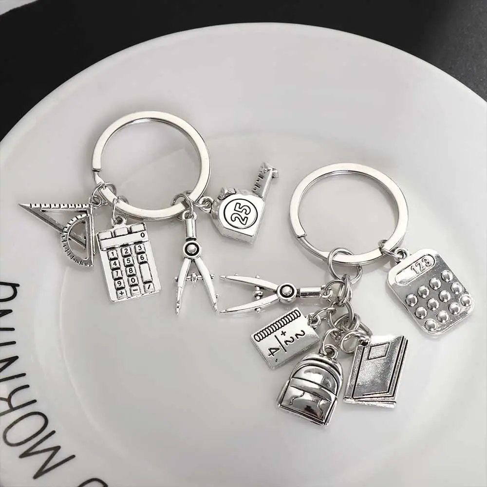 Key Chain DIY Jewelry Math Formulas Keychain Calculator Compasses Geometry Keychain Retro Book Student Keychain Jewelry Handmade