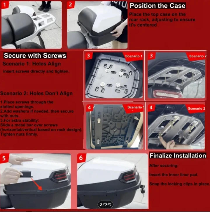 1 Stück 35L Motorrad Top Box, Motorrad Kofferraum ABS Material verschleißfest mit Schloss, Motorradzubehör, Motorradhelm – Detail 3