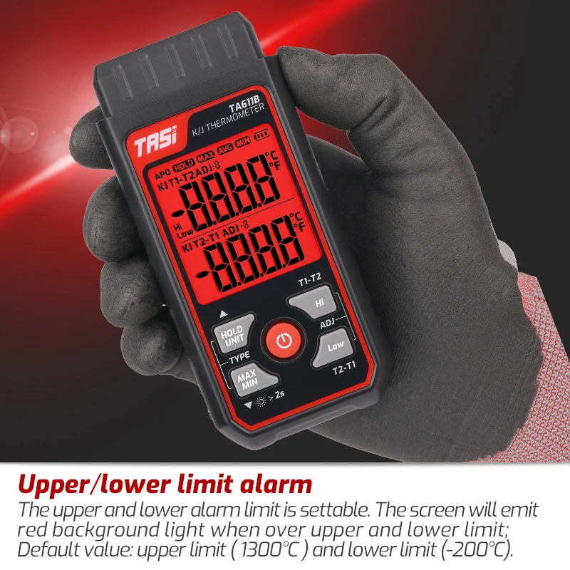 TASI TA611A TA611B Digital Thermocouple Thermometer K/J Type, for Contact Temperature Testing with LCD Display in C/F