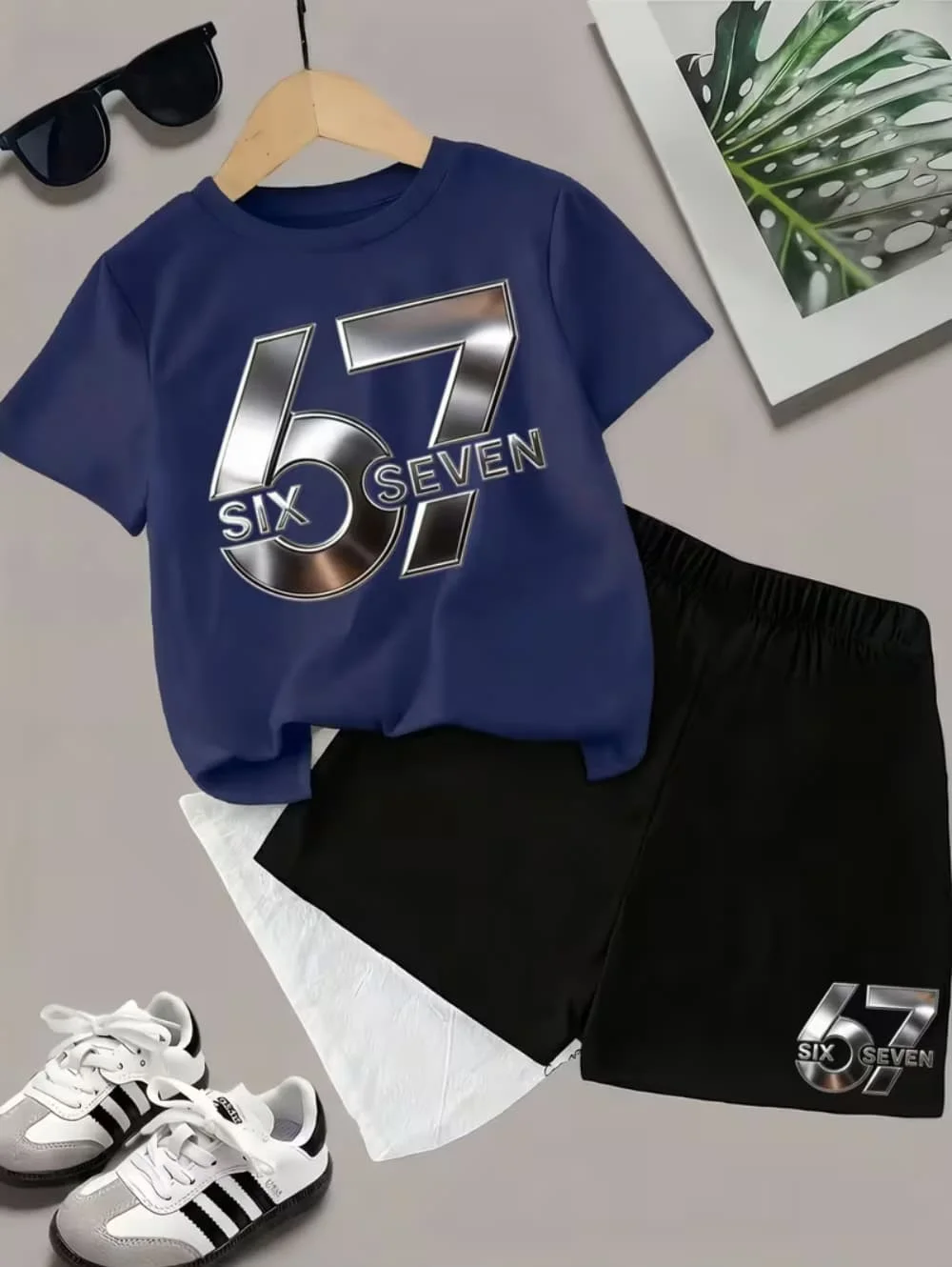 2026 New Cool 67 Funny Printed Kids T-Shirt Shorts Sports Set Fashion Children's Clothes Casual Boy Girl Short Sleeve Shorts Set