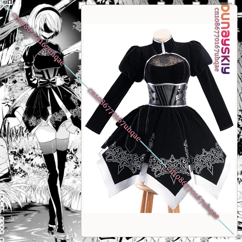 A2 Cos NieRR:Automata A2 YoRHa: Pearl Harbor Descent Record Cosplay Costume Combat Uniforms Woman Dress Anime Halloween Clothes