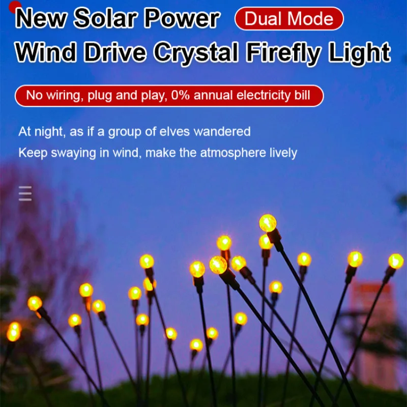 Solar Firefly Luzes ao ar livre, Luzes impermeáveis de gramado, Jardim, Pátio, Varanda, Arranjo, Quintal, Paisagem, Ambiente