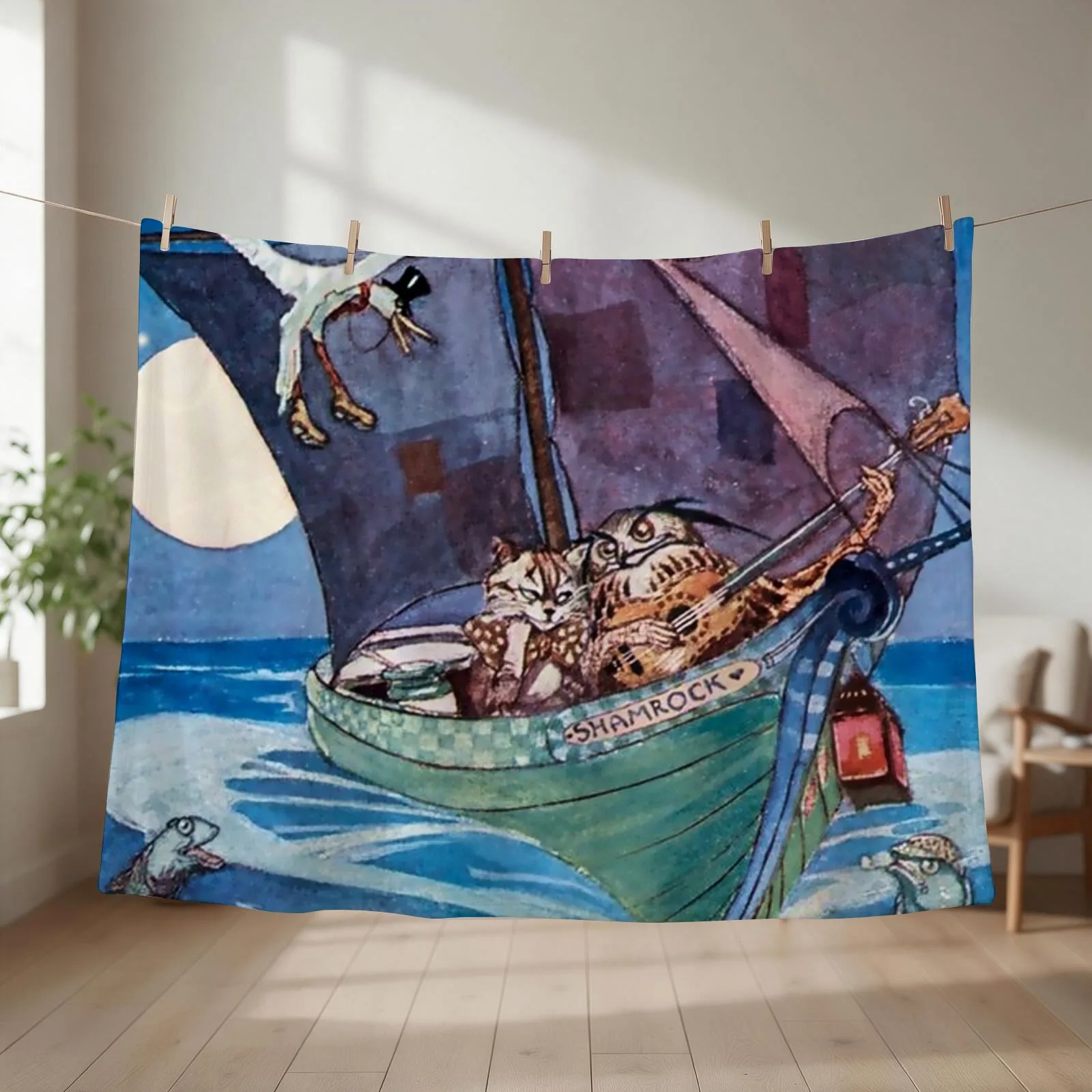 a??The Owl and the Pussycata?? by Willy Pogany Throw Blanket couch cozy soft plush fuzzy picnic outdoor blanket