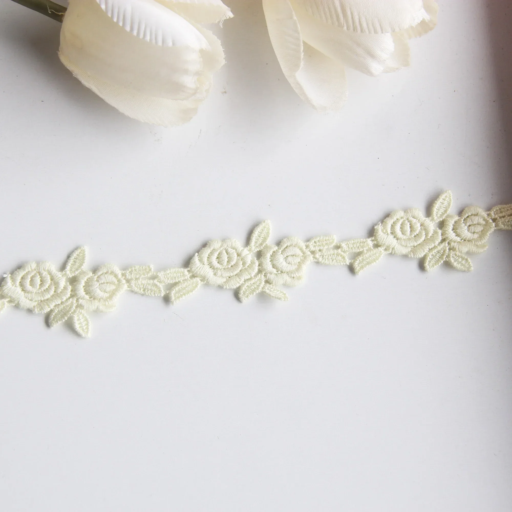 5 Yard Manual DIY Accessories Polyester Embroidery Lace Water Soluble Flower Rose 1.5cm wide