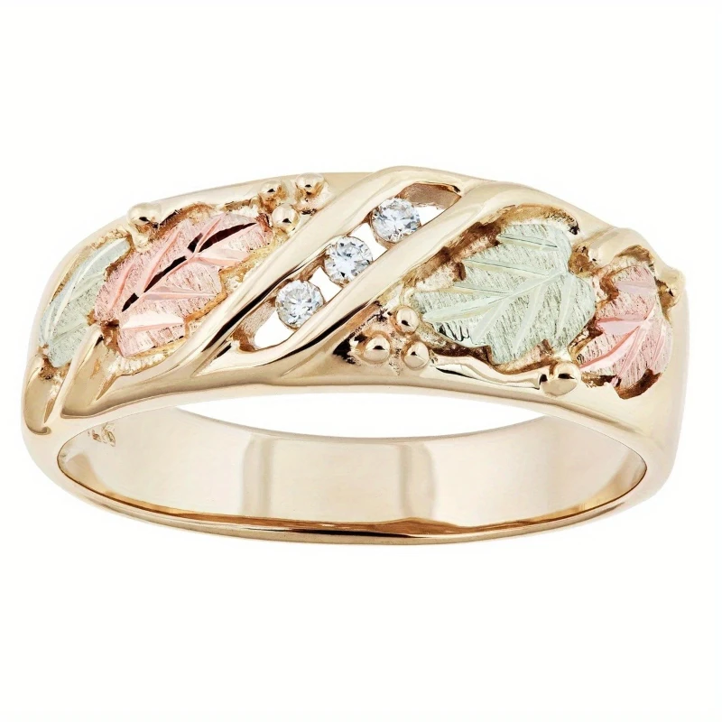 Vintage Luxus Goldfarbener Damen-Stapelring mit Künstlichem Zirkon Blattmuster-Gravur Modischer Schmuckring Geschenke
