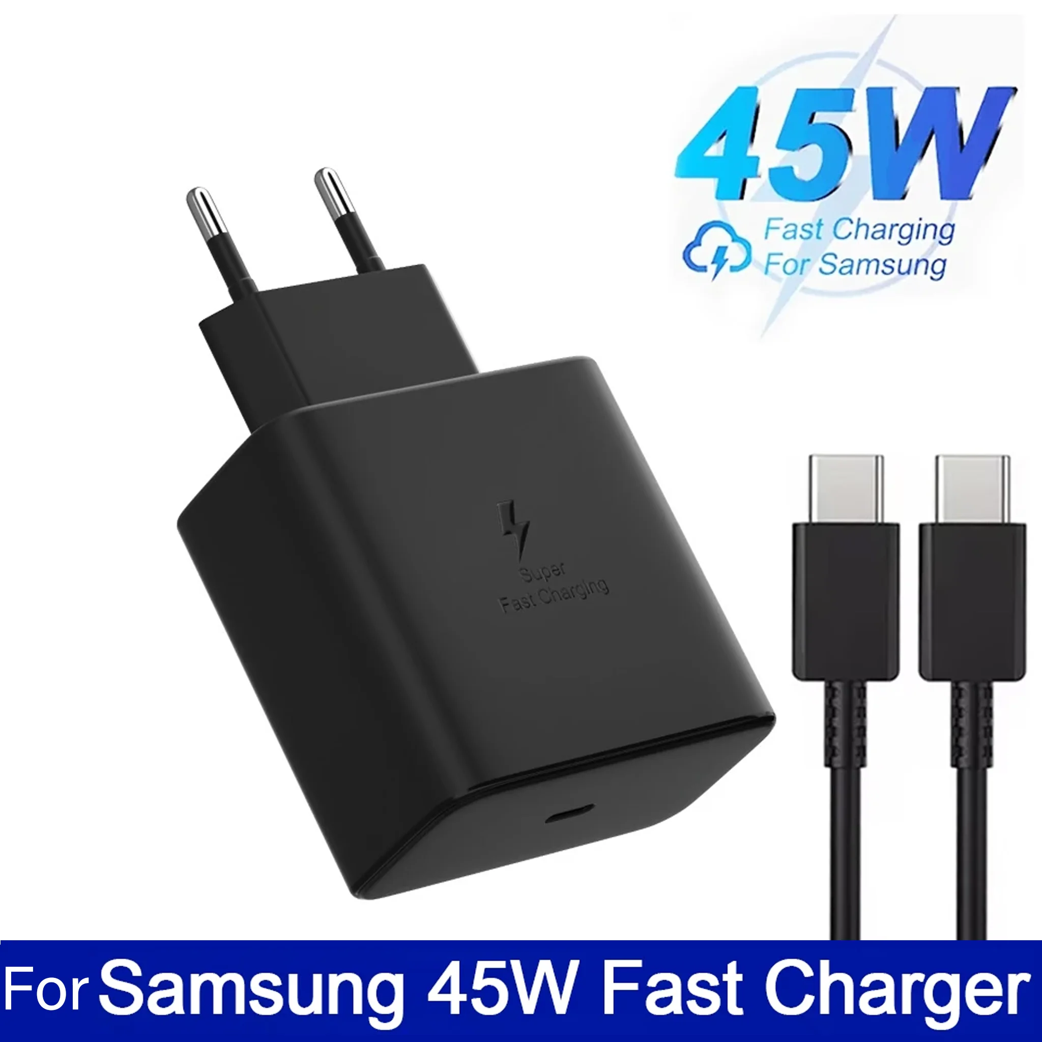 Image of Für Samsung 45W Superschnelles Ladegerät PD-Adapter EU US Typ C Cargador für Galaxy S26 S25 FE S24 Ultra S23 Plus A55 A56 M55 S11 S10