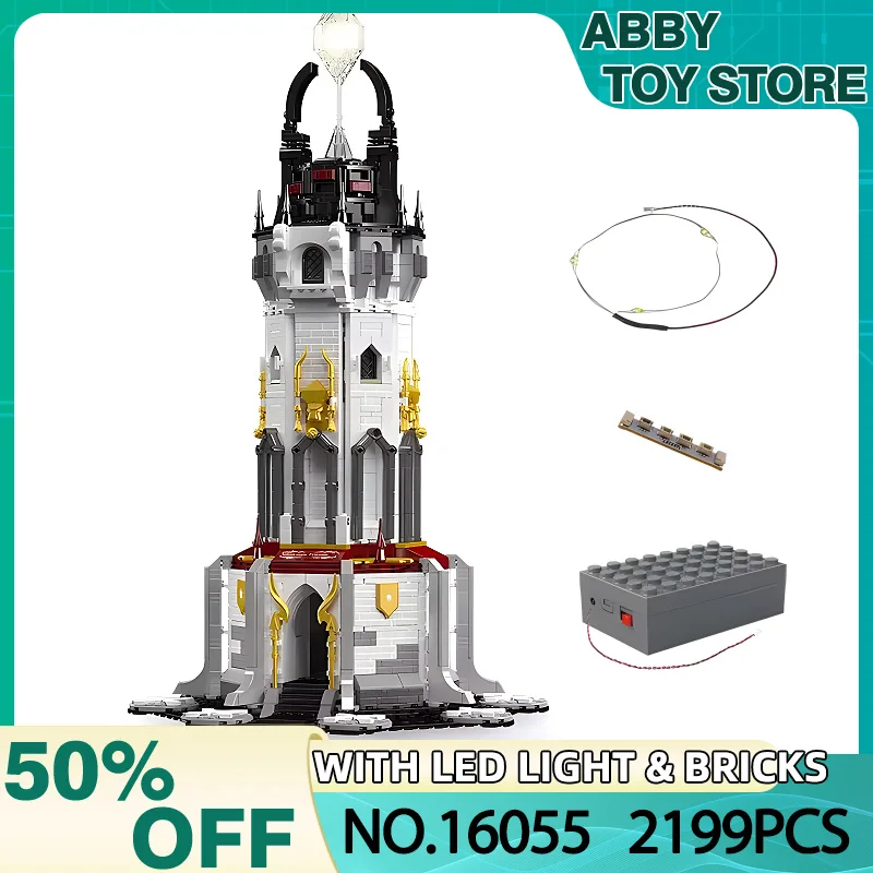 MOULD KING 16055 MOC The Medieval Lighthouse With Led Parts Building Blocks Bricks Puzzle Toys Christmas Birthday Gifts For Kids