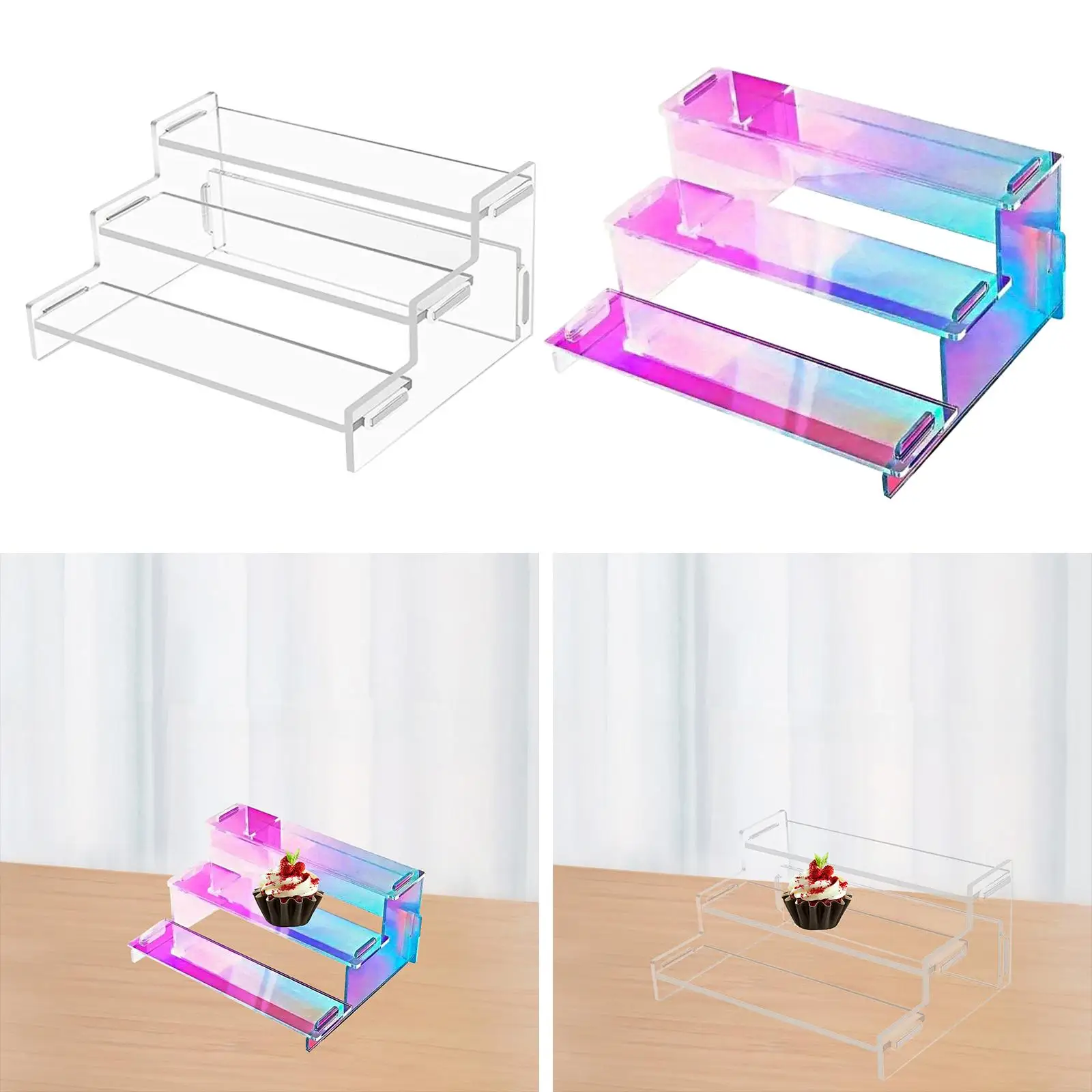 Acrylic Riser Display Stand Cupcake Stand Tiered Kitchen Counter Display Shelf Perfume Display Stand for Ornaments Crafts