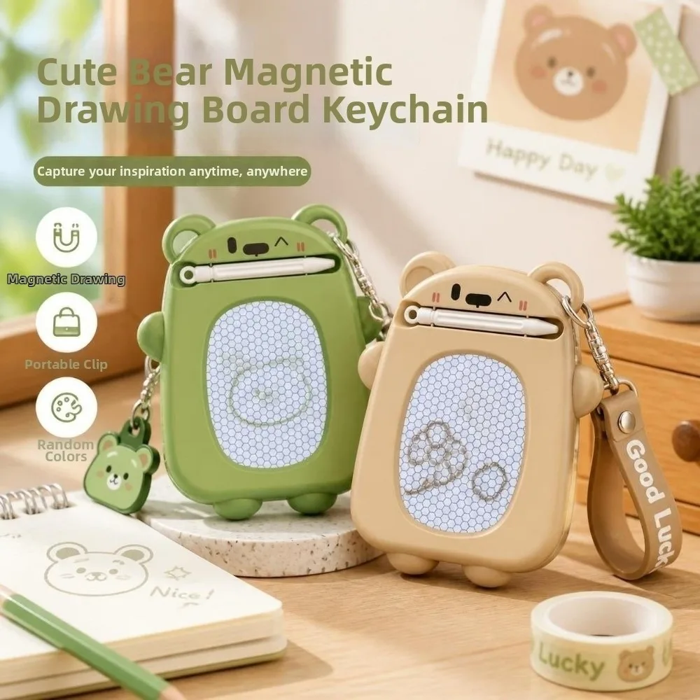 DIY Magnetic Drawing Board Keychain Creative Erasable Writing Board Pendant Funny Hanging Charm Mini Doodle Pad Keychain