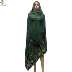 2024 New Muslim Women Shawl Cotton Scarf Hollow Embroidered Diamond Scarf African Women Shawl Dubai Women Shawl Headband