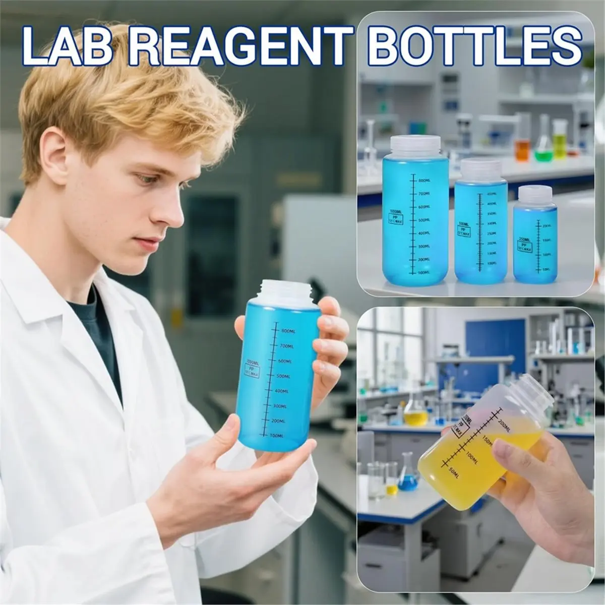 NEW 4pcs Plastic Bottles with Airtight Caps 8oz/250ml,Wide Mouth Liquid Containers, Reusable PP Graduated Plastic Bottles