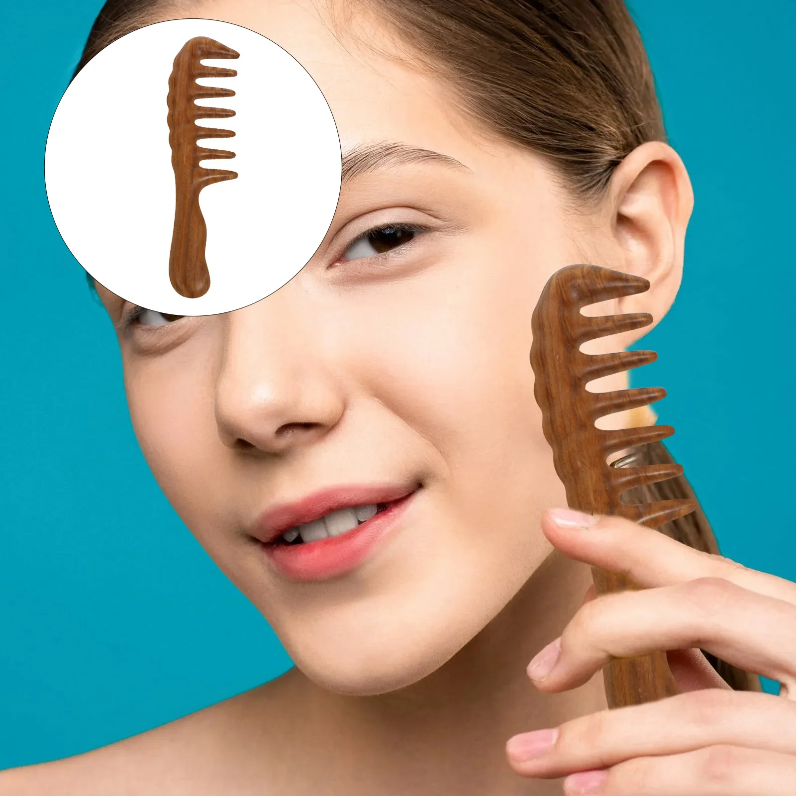 

Massage Comb Large Teeth Wooden Hairstyling Tool Portable Women Long Thick Hair Wet Dry Scalp Massager Wood Hair