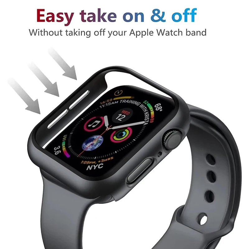 Tempered Glass+Cover For Apple Watch 11 10 42mm 46mm PC Bumper Screen Protector Case iWatch Series 9 8 7 6 5 44 41 42 40 45 mm view 5