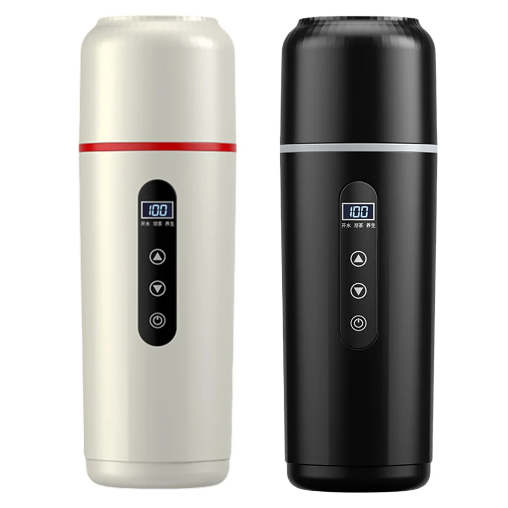 

500ml Portable Car Electric Kettle With Temperature Display And LCD Screen, 5V/12V/24V Electric Travel Cup, 23*7.6cm
