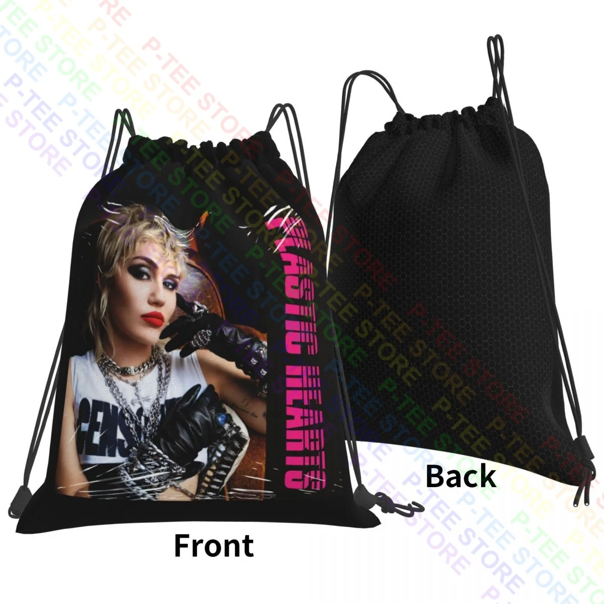 Pop Miley Cyrus Plastic Hearts Drawstring Bags Gym Bag School Portable Gymnast Bag Large Capacity