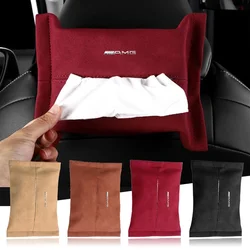 AMG badge Car Tissue Box Holder Sun Visor Seat Back Car Accessories For Mercedes Benz B/E/S Class A Class C200L GLC GLK CLA GLA