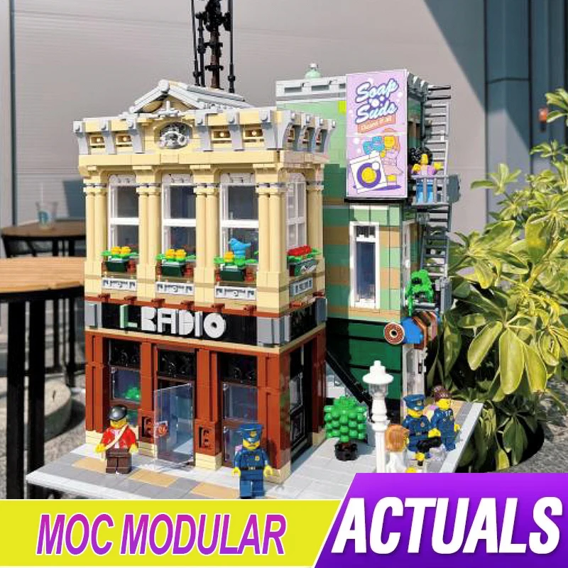 MOC -108370 The Radio Station Compatible 10278 Police Station Modular Building Blocks Bricks Puzzle Toy Birthday Gifts