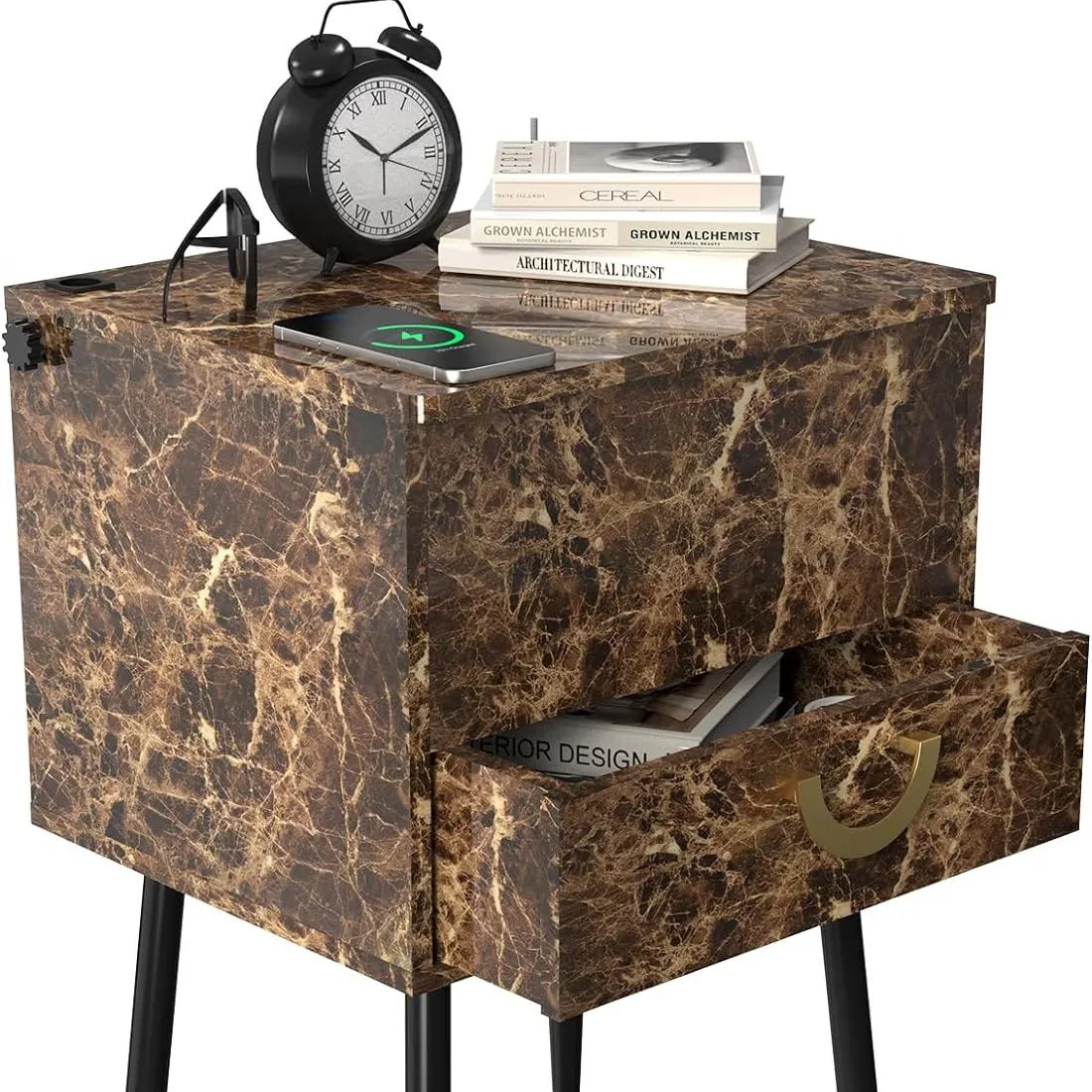 bedside table bedside table side table side  with socket USB bedside drawer cabinet