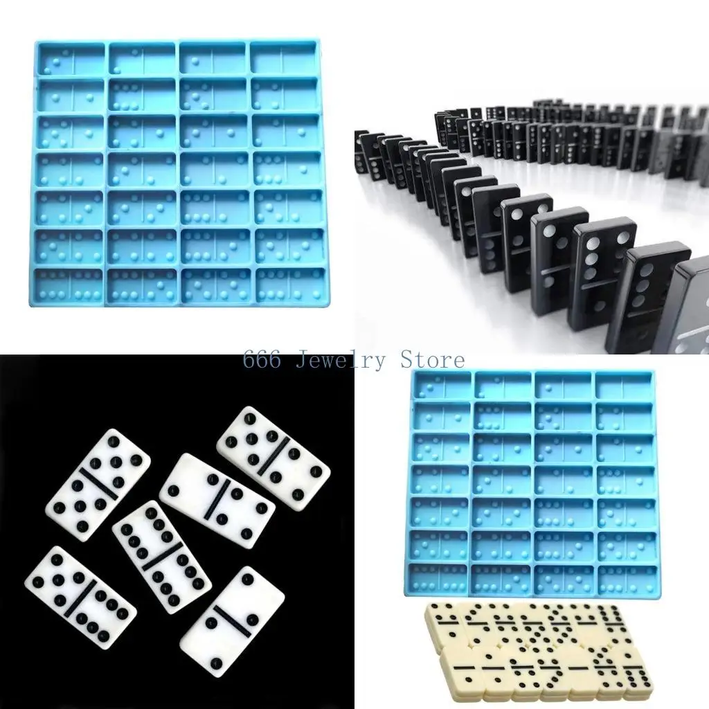 F2TD DIY Silicone Mould Dominoes Game for Play Epoxy Resin Molds Casino Fun Art Craft