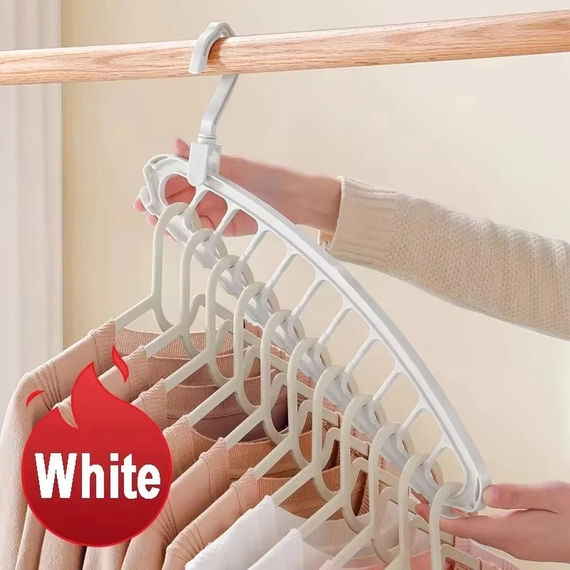 10pcs 9 Hole Foldable Hanger - Space Saving Wardrobe Storage Hanger for Clothes Drying, Hangers Storage Organizers Rack, Coat