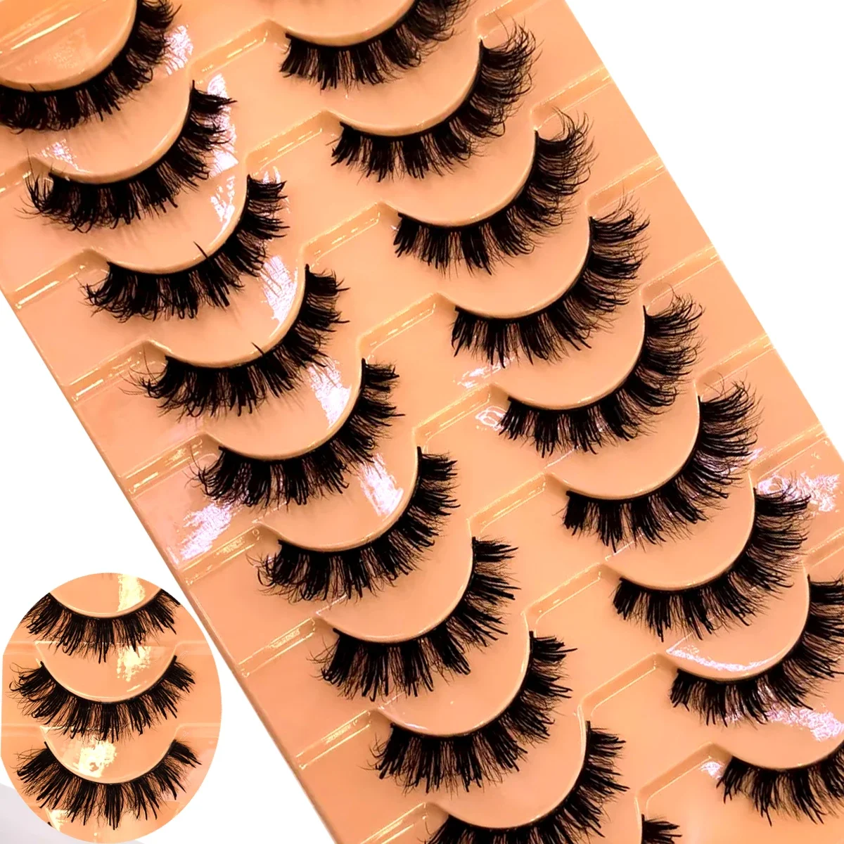 HBZGTLAD 10 Paar Wimpern mit Katzenaugen-Optik wie natürliche Wimpern, Halbwimpern, feine Stielwimpern und abgewinkelte Wimpern
