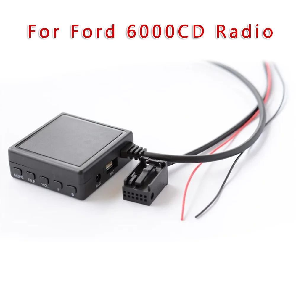 12Pin Car Audio Adapter for Ford 6000CD Radio with AUX USB TF and Microphone Support for Smartphone and Tablet Audio Integration