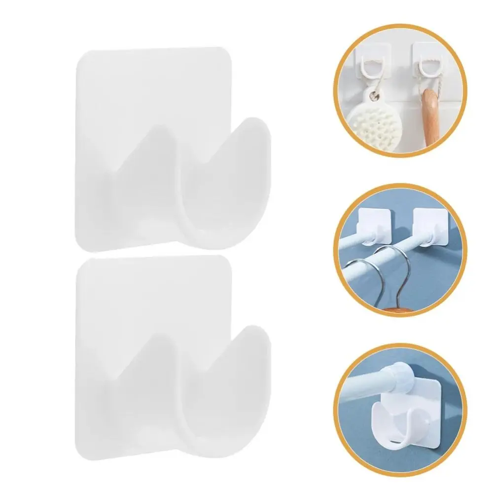 2Pcs Without Drilling Holes Curtain Rod Hooks Household Supplies Window Holders Bath Curtain Rack Clamps Rod Holder Plastic