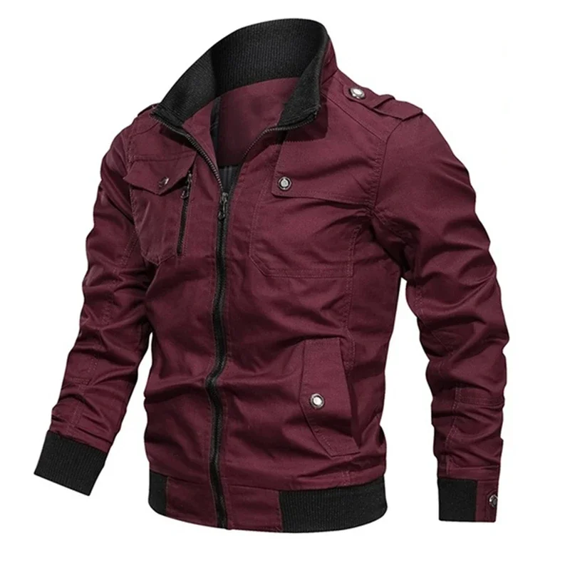 2023 new Pilot Bomber Jacket Coats Mens Cotton Cargo Jackets With Zipper Pockets Retro Casual Work Jacket Male Clothing Outwear