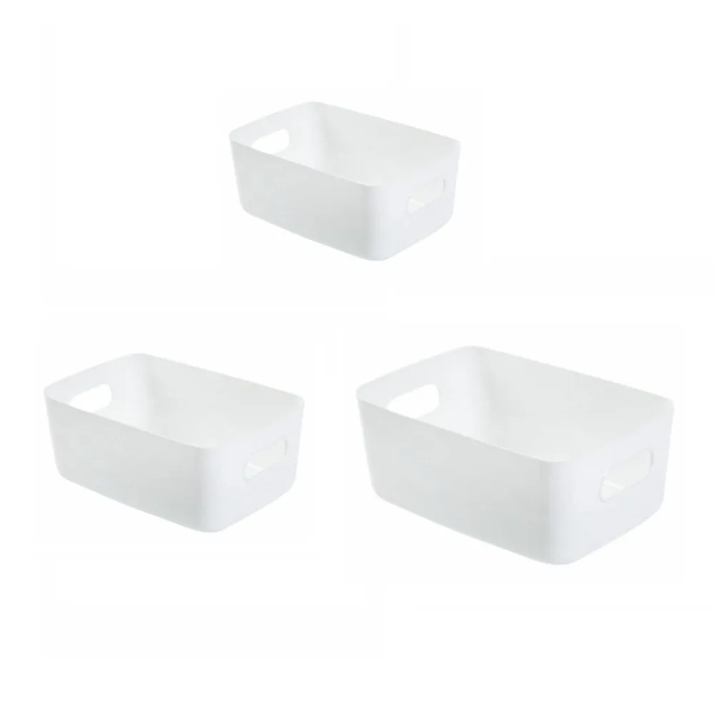 

3PCS/SET Plastic Cosmetic Storage Box Large Capacity Stackable Desktop Container Thick Snack Storage Box Bedroom