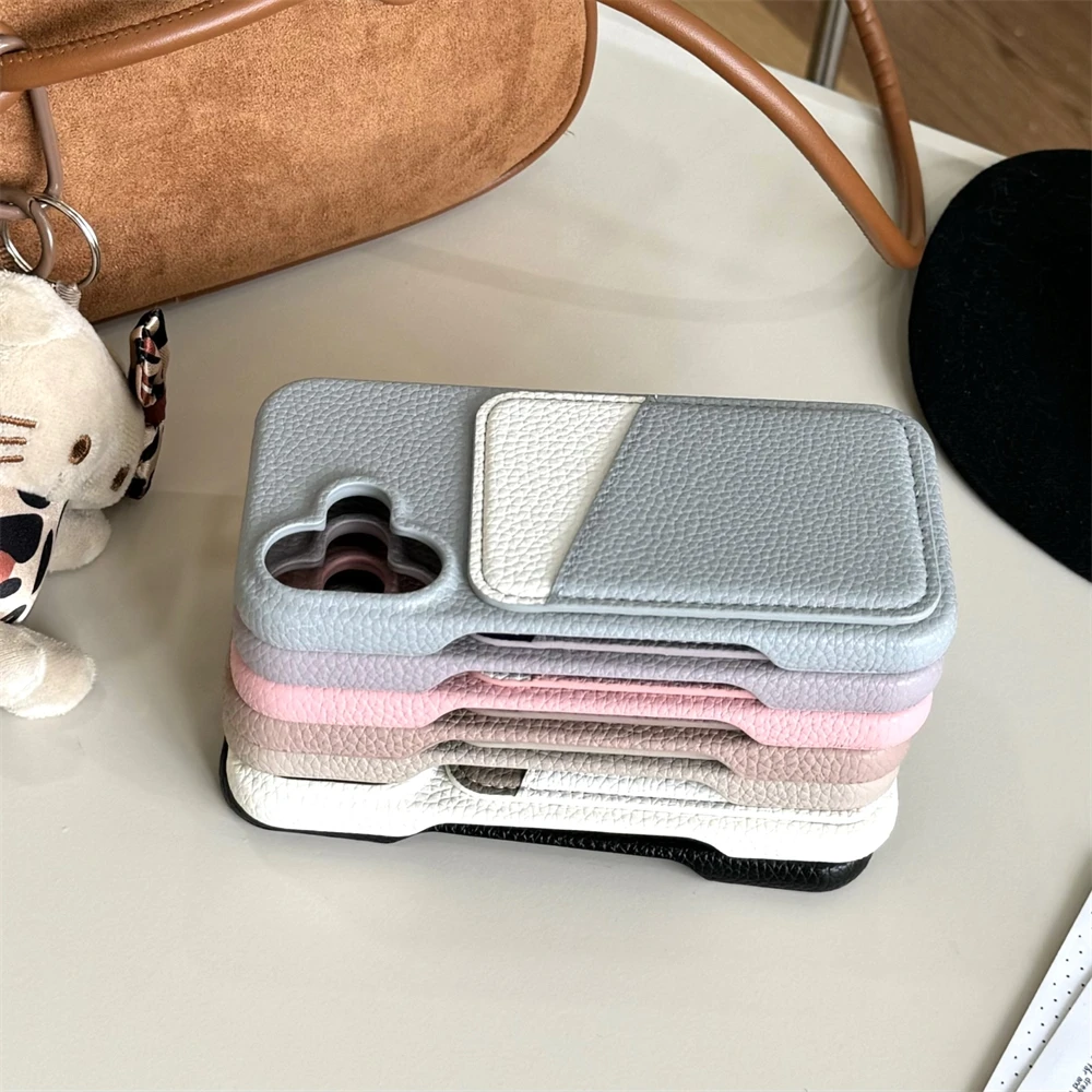 Fashion Cute Candy Color Clash With Wallet Phone Case For iPhone 11 12 13 14 15 16 Pro Max Plus Mini Skin Feeling Back Cover