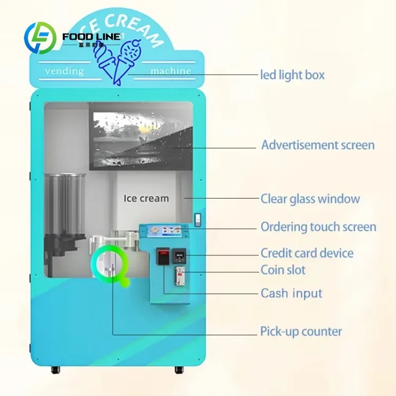 Flavors Ice Cream Maker Freezer Ice Cream Machine Automatic Robot Ice Cream Vending Machine wholesale price