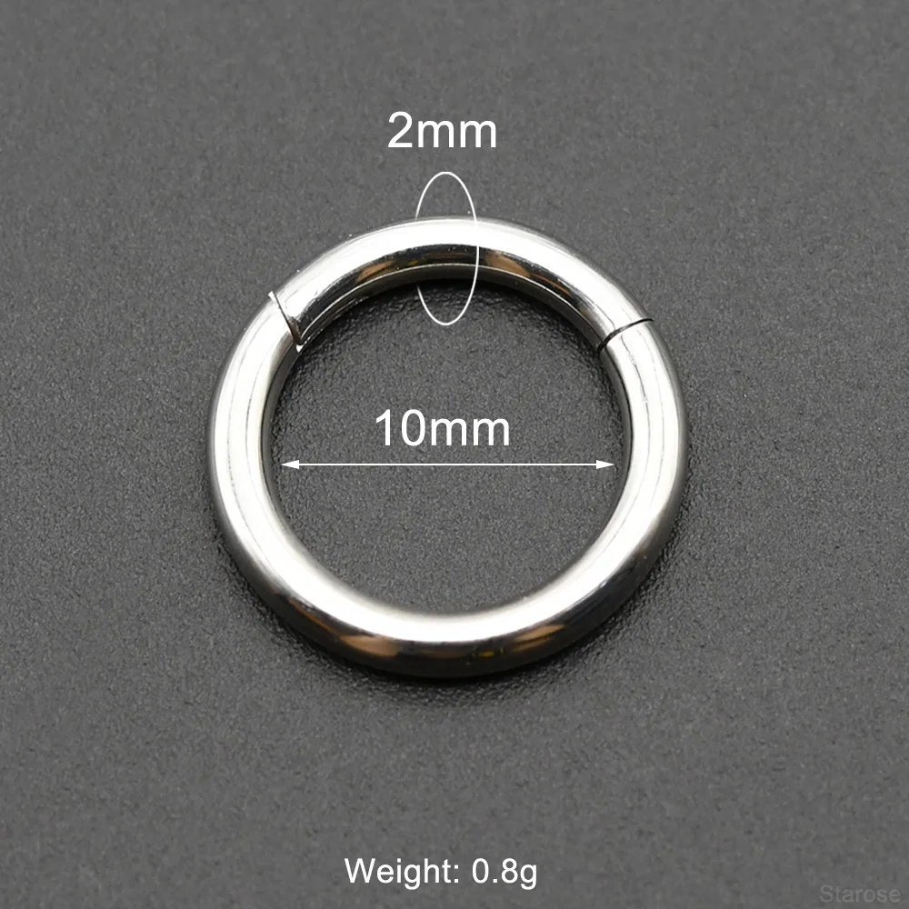 Glatter, aufklappbarer Edelstahl-Segment-Reifenring, 00 g, großer Septum-Clicker, BCR PA-Piercing, Nasenring, Ohrdehner-Gewichte