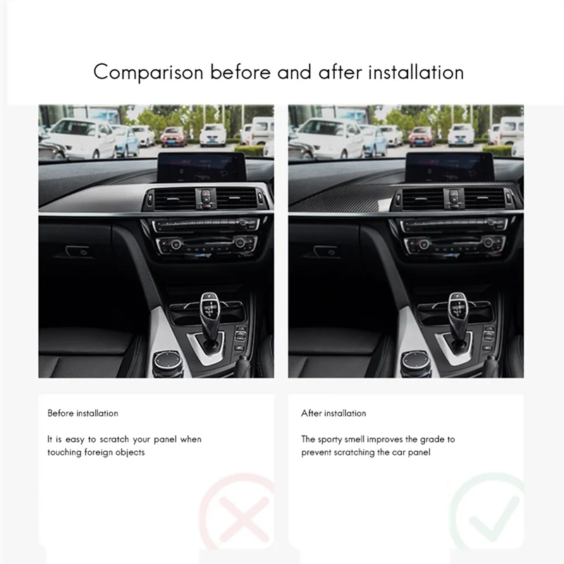 

P-Premium-Car Dashboard Cover Stickers For BMW 3 4 Series GT F30 F32 F34 Interior Decoration Frame Trim RHD Real Carbon Fibre