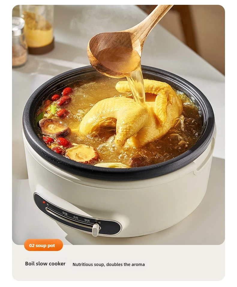 Multi-Cooker Panci Panas Listrik 4L: Steamer, Boiler & Fryer |   Anti Lengket yang Dapat Dilepas, Daya Tinggi 1500W |   Kontrol Panas yang Dapat Disesuaikan