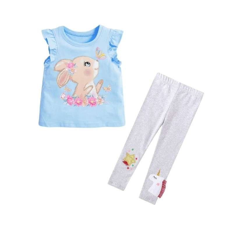 Little maven 2024 Baby Girls Clothes Sets Summer Casual Cotton Lovely Clothes for Kids 2-7 year