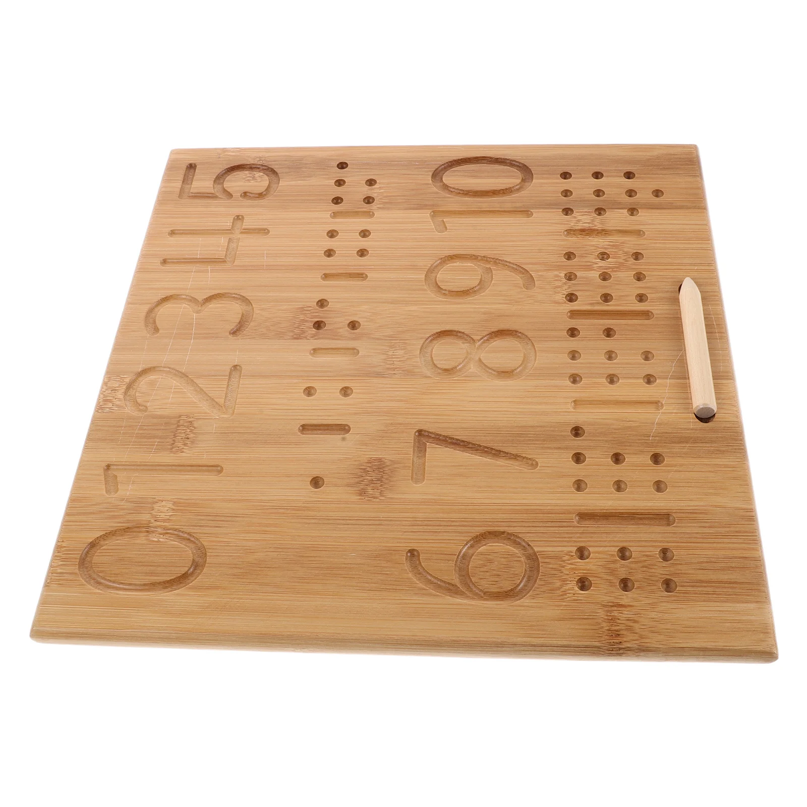 Bamboo Practice Board Double-Sided Grooved Writing Book Material Handwriting Tracing Tool Preschool Learning Aid Number