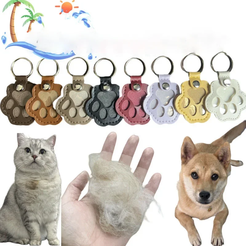 

Dog Hair Collector Keychain Leather Pet Memorial Keepsake for Dogs and Cats, Fur Storage Pendant Charm Gift Keychain