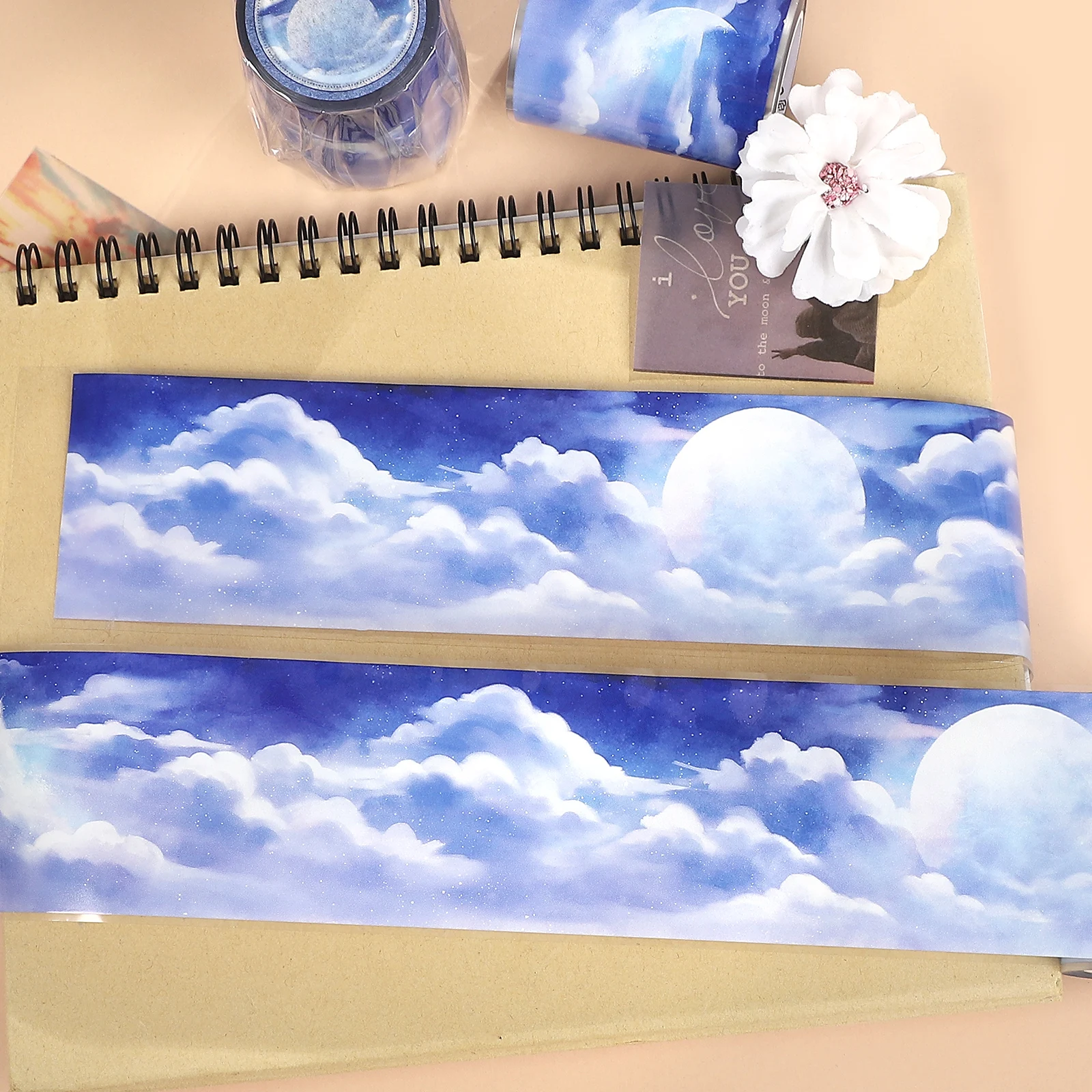 fita-pet-vintage-azul-nuvem-lua-paisagem-55mm-5m-criativa-para-diy-diario-colagem-e-scrapbooking-material-de-papelaria