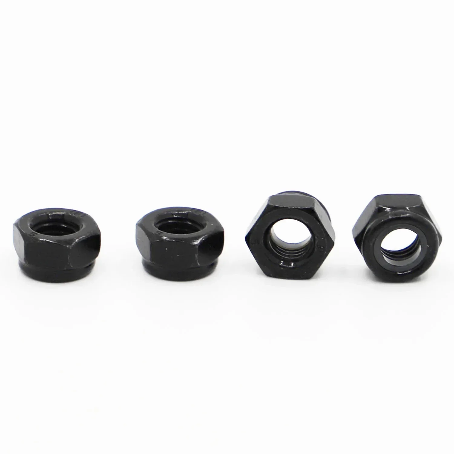 Black Steel Nylon Insert Self-locking Locknut Slip Lock Hex Nut M2 M2.5 M3 M3.5 M4 M5 M6 M8 M10 M12 M16