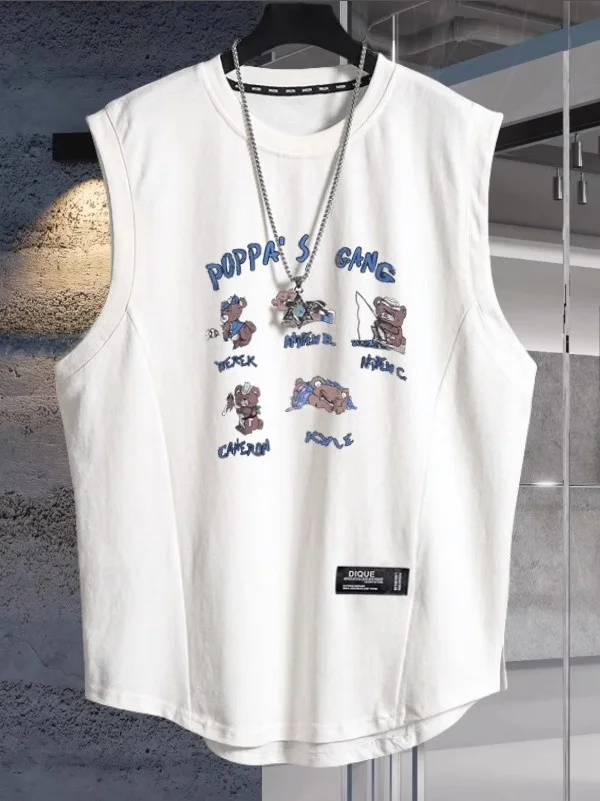 

2025 New Men's Cotton T-irt Summer Faion Sport Fitn Svel Tank Top Cartoon Print Loose Fit round Ne Casual Wear