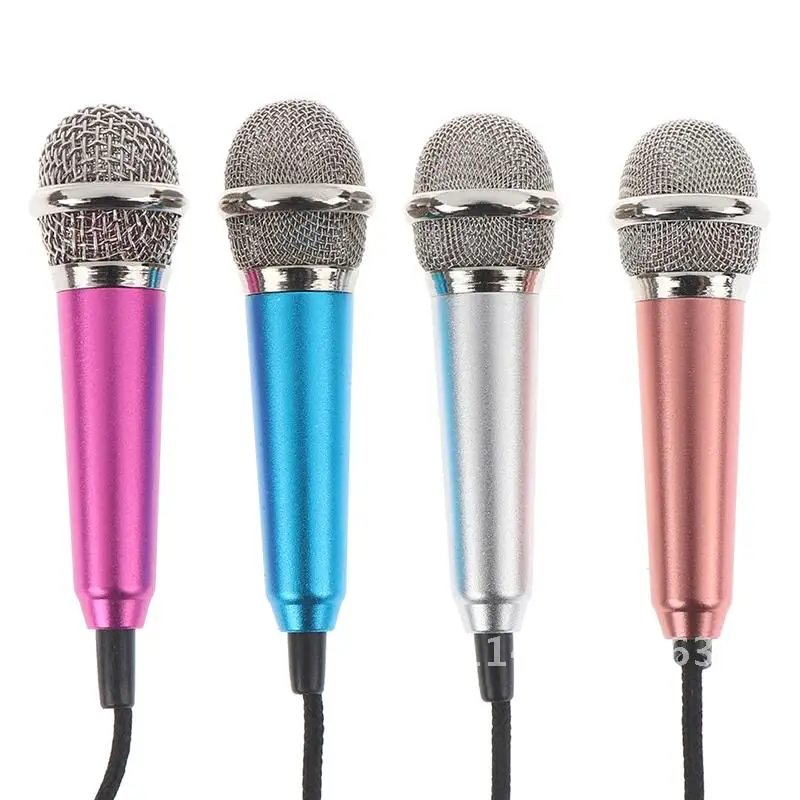 Portable Mini Microphone 3.5mm Stereo Studio Mic KTV Karaoke Set For Cell Phone Laptop PC Desktop Small Size