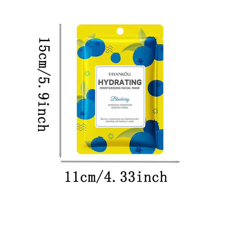 FAYANKOU Blueberry Fruit Facial Mask 10Pcs Hydrating Moisturizing Soothing Nourish Face Sheet Skin Care Mask