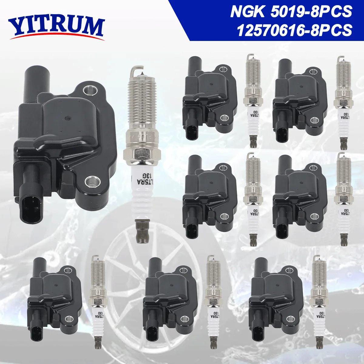 

8PCS lgnition Coils and Iridium Spark Plugs For Chevrolet Caprice Express Impala Silverado Suburban Tahoe GMC Envoy 12570616